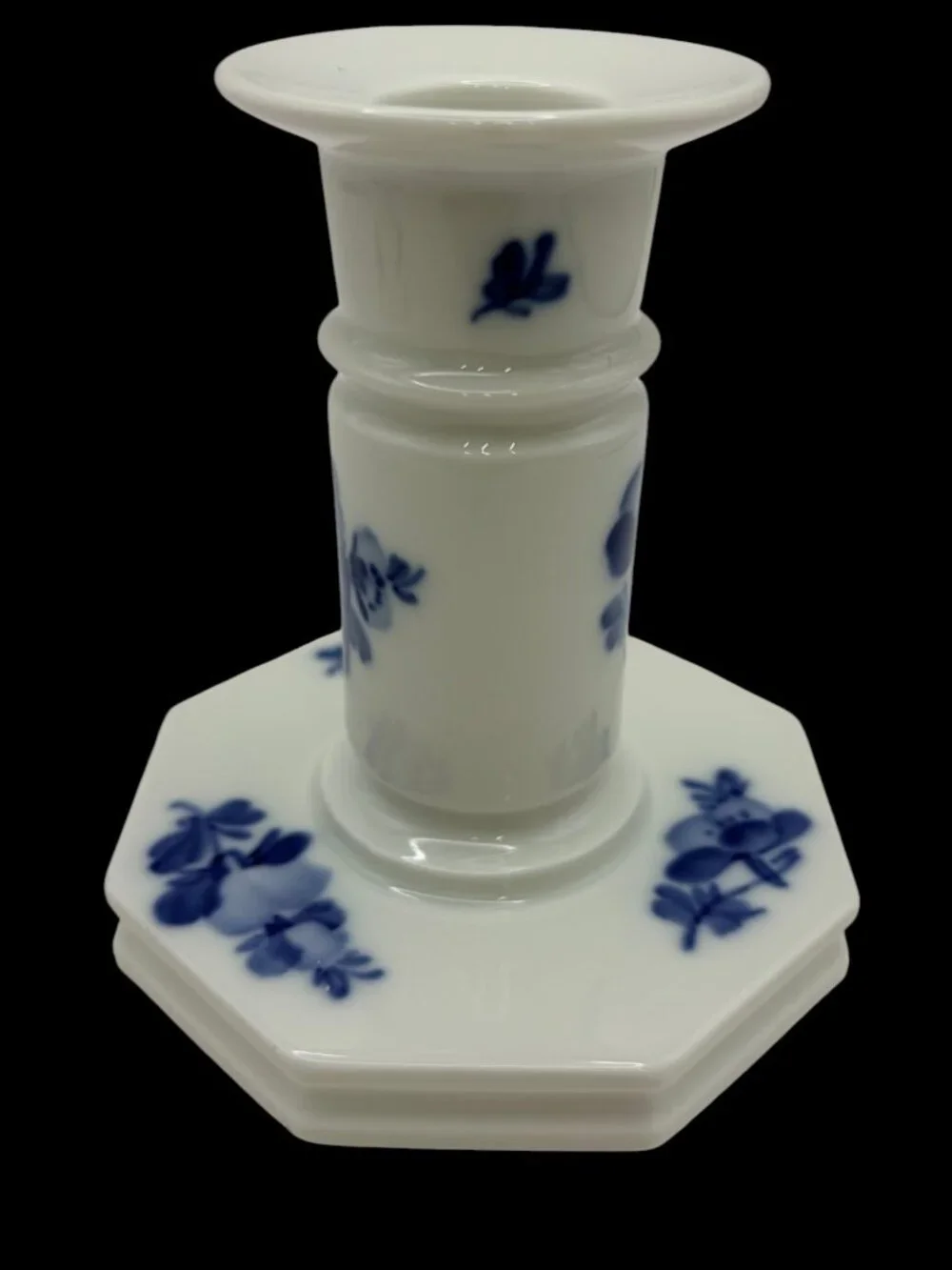Royal Copenhagen Blue Flowers Candlesticks #3303 Denmark Hand Painted Porcelain